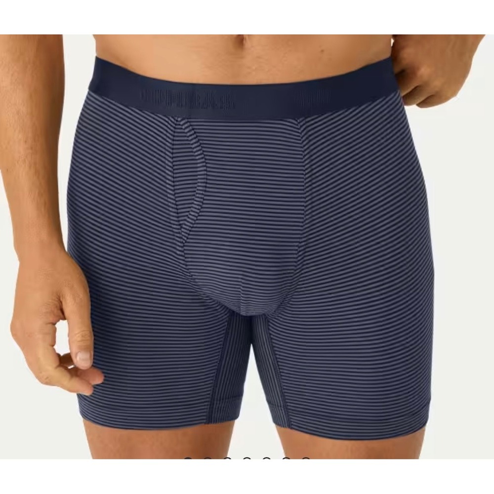 Bombas Mens Cotton Modal Blend Boxer Brief Midnight Navy Micro Stripe Small 8470